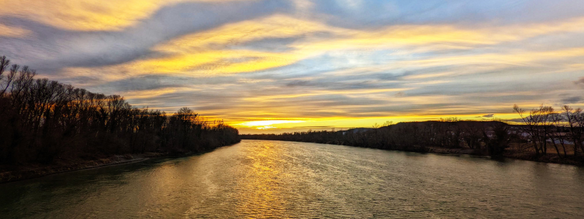 Sonnenuntergang auf der Innbrücke Simbach-Braunau