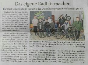 Artikel Crashkurs Fahrradreparaturen in der Passauer Neue Presse