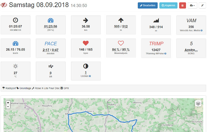 Rennrad-Rundenaufzeichnung mit Locus Map Pro