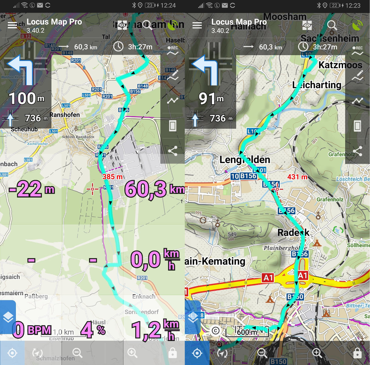 Fahrradnavigation per Locus Maps Pro mit BRouter Fastbike-lowtraffic Profile