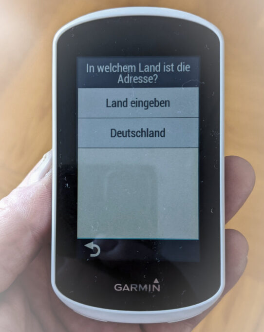 Garmin Edge Explore Adresseingabe
