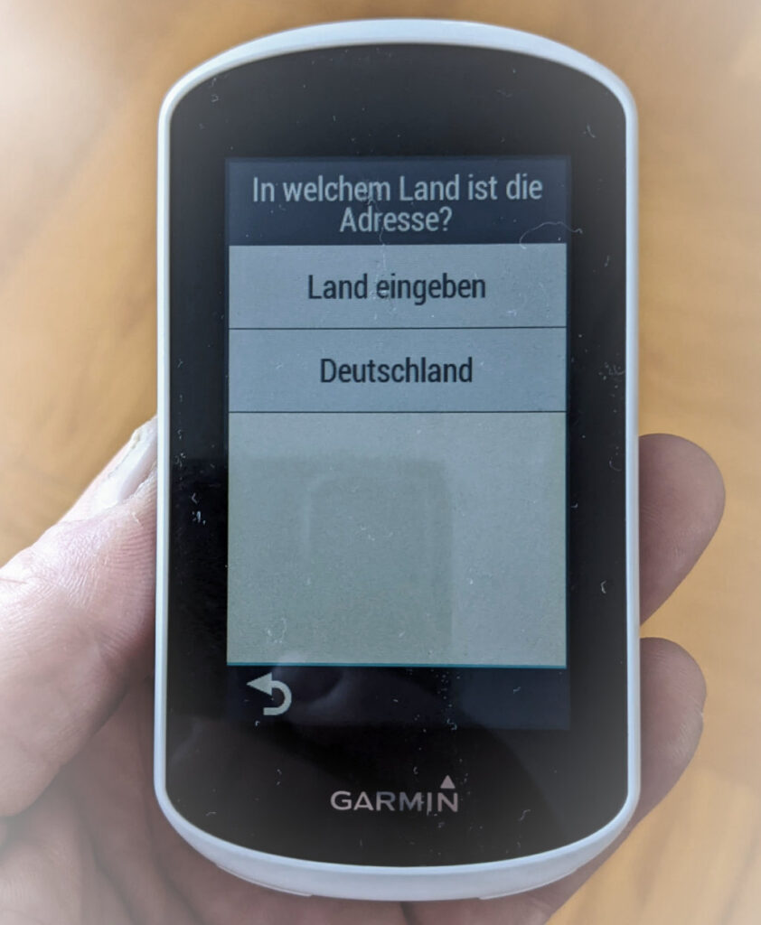 Garmin Edge Explore Adresseingabe