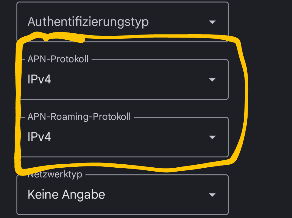 APN Einstellung Google Pixel IPV4