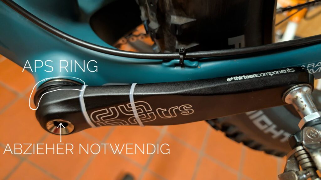 e thirteen TRS Kurbel am Fatbike, Abzieherseite