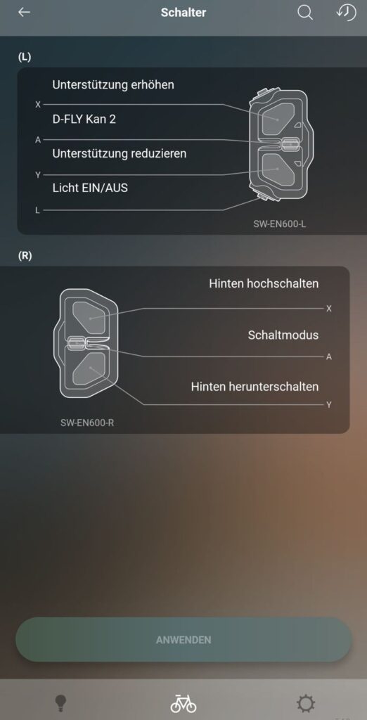 Screenshot Shimano E-Tube App