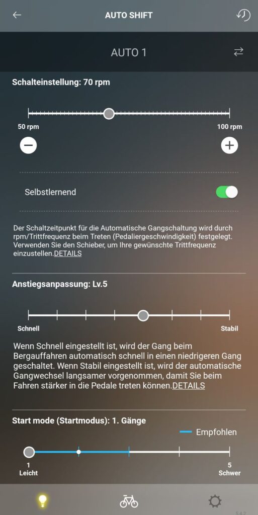 Screenshot Shimano E-Tube App