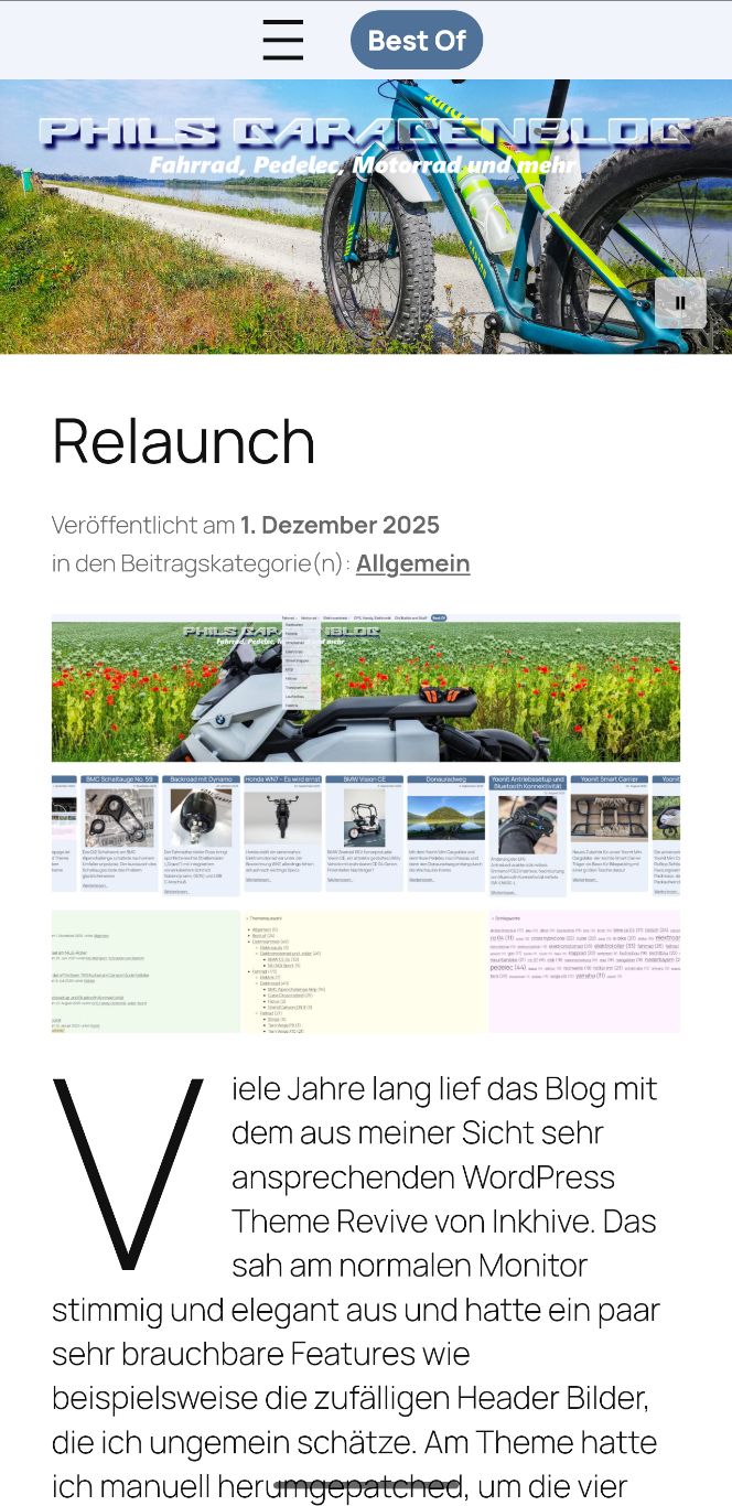 Screenshot Smartphone Artikelansicht garagenhomepage.de Theme Twenty Twenty-Five