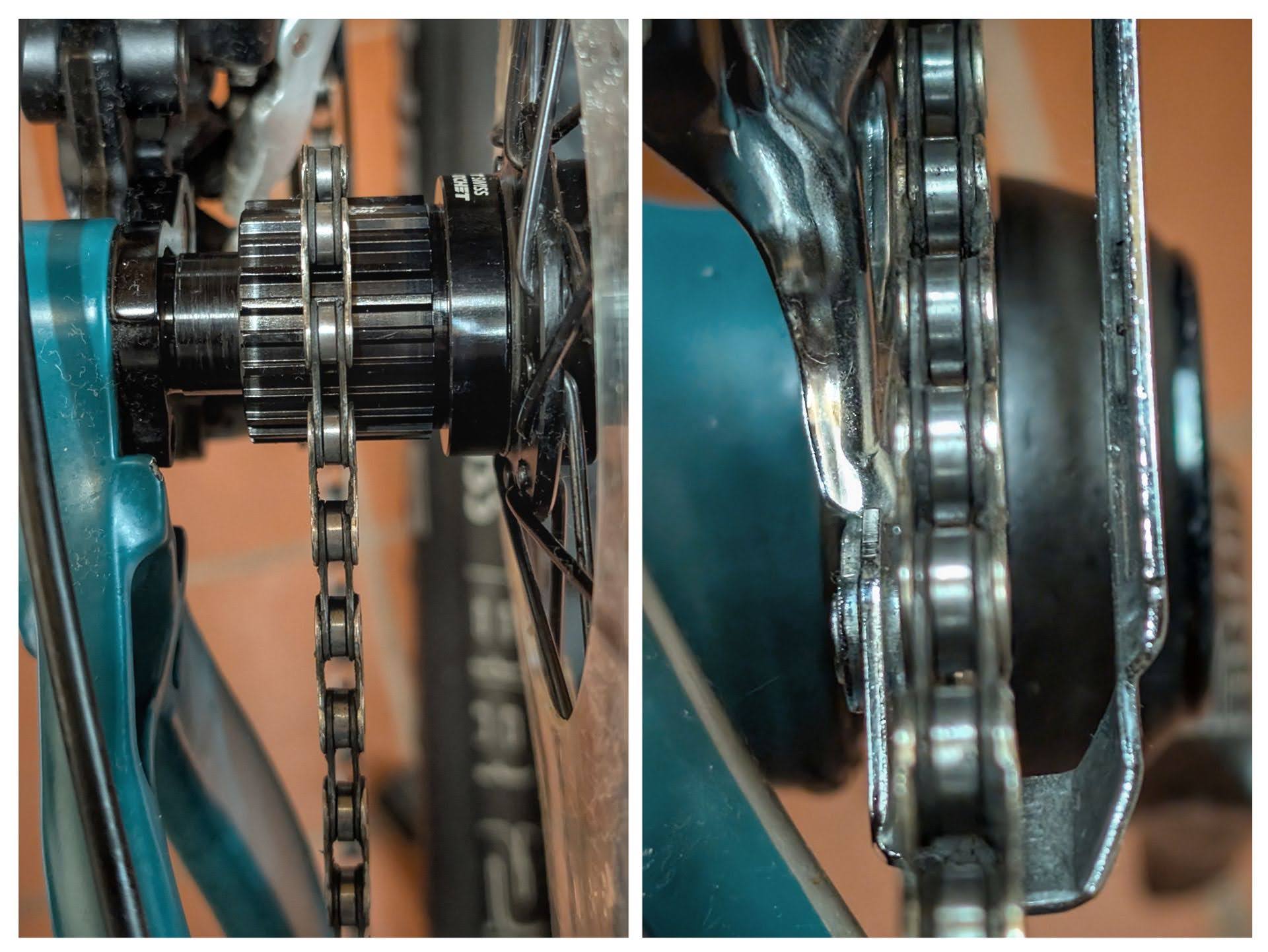 e:thirteen Helix R 30er Direct Mount Kettenblatt auf TRS Fatbike Kurbel: Kettenlinie Annäherung