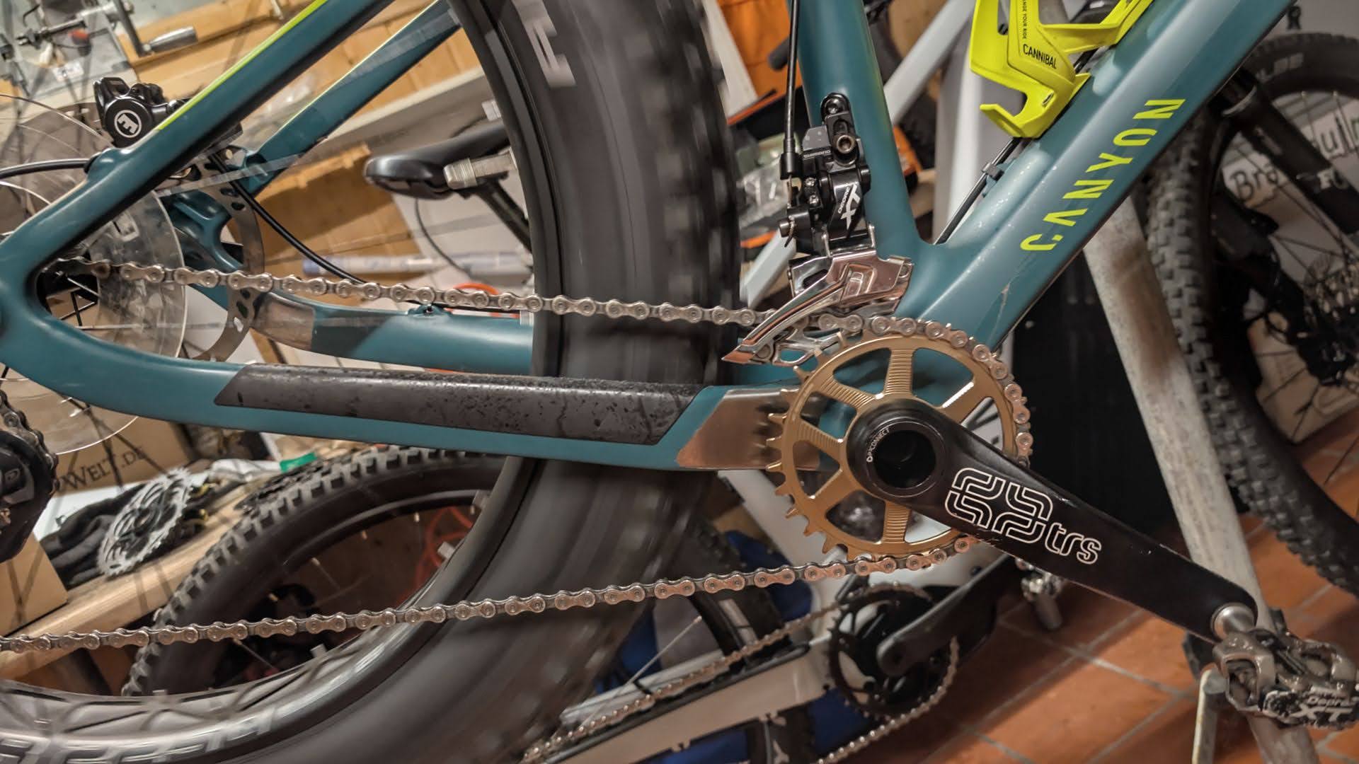 e:thirteen Helix R 30er Direct Mount Kettenblatt auf TRS Fatbike Kurbel
