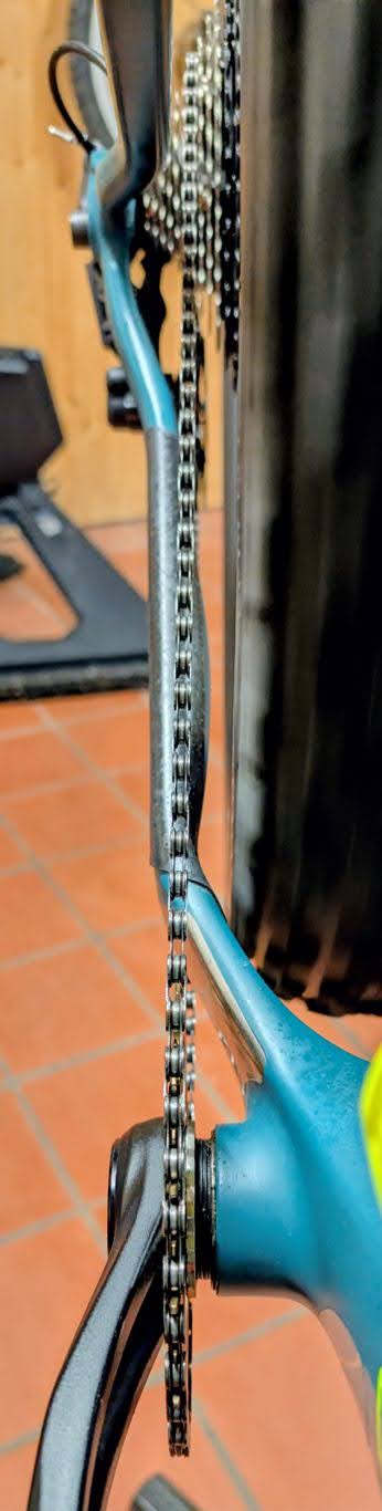 Peilung Kettenlinie: Shimano XT 12-fach mit e:thirteen Helix Kettenblatt und TRS Fatbike Kurbel