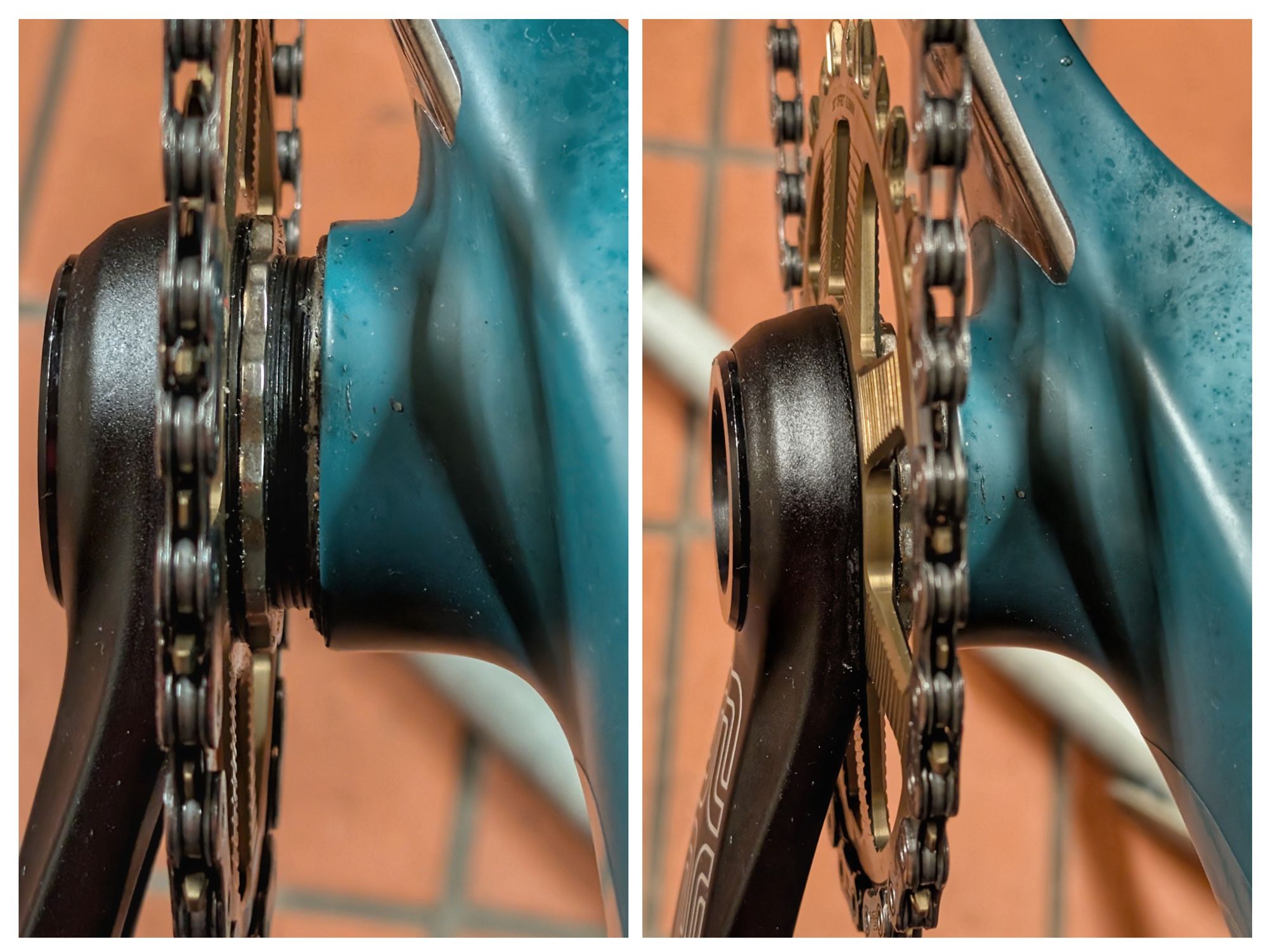 e:thirteen Helix 30er Einfach-Kettenblatt mit 3,5mm Versatz nach innen auf TRS Fatbike Kurbel am Canyon Dude 2016