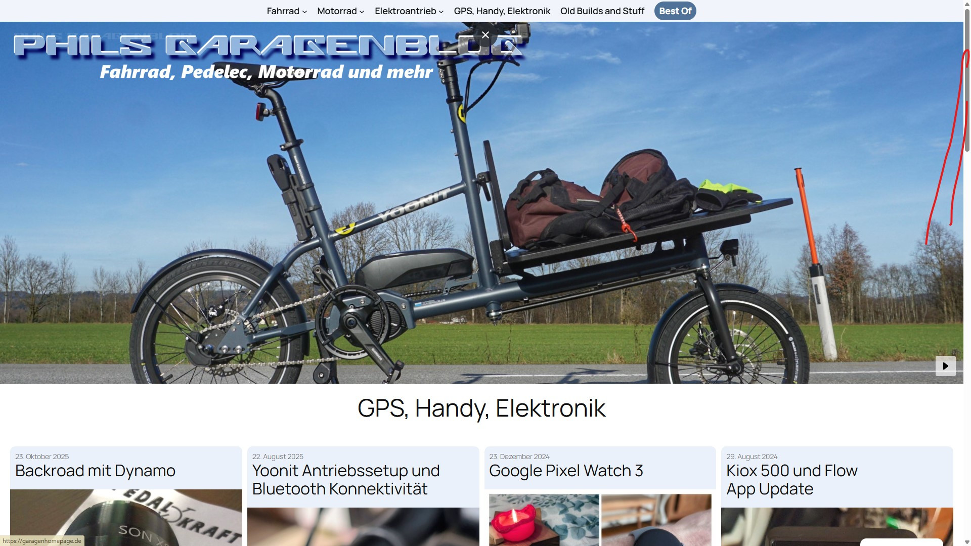 Screenshot FHD-Standard-Monitor garagenhomepage.de Kategorieansicht mit Theme Twenty Twenty-Five